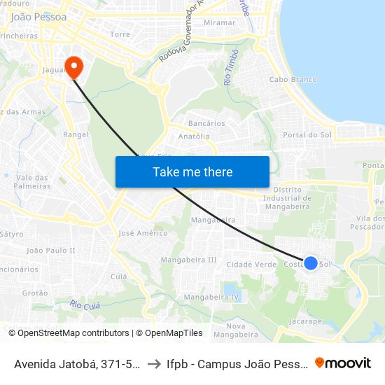 Avenida Jatobá, 371-551 to Ifpb - Campus João Pessoa map