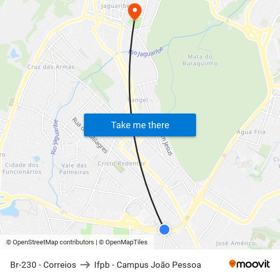 Br-230 - Correios to Ifpb - Campus João Pessoa map