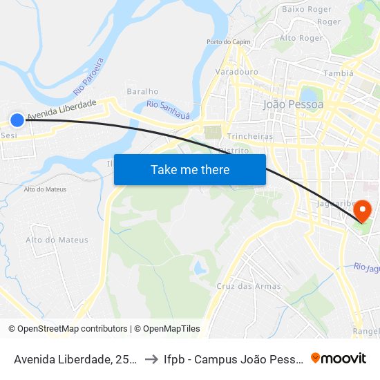 Avenida Liberdade, 2535 to Ifpb - Campus João Pessoa map