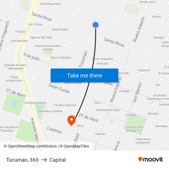 Tucumán, 360 to Capital map