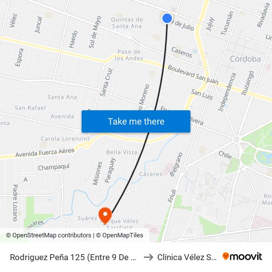 Rodriguez Peña 125 (Entre 9 De Julio  Y Colón) to Clínica Vélez Sarsfield map
