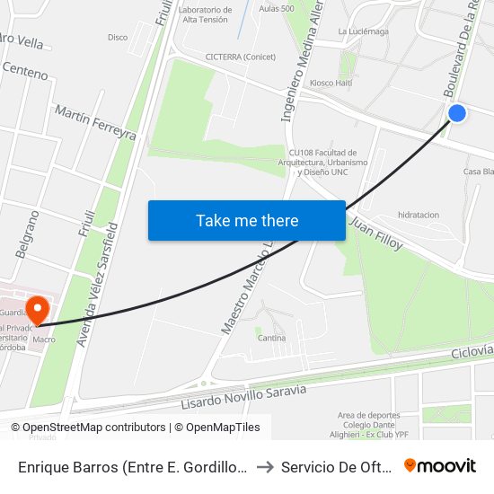 Enrique Barros (Entre E. Gordillo Y H. De La Torre) to Servicio De Oftalmología map