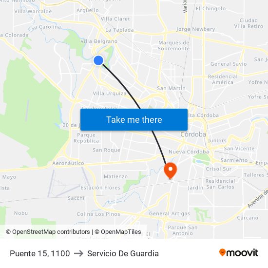 Puente 15, 1100 to Servicio De Guardia map