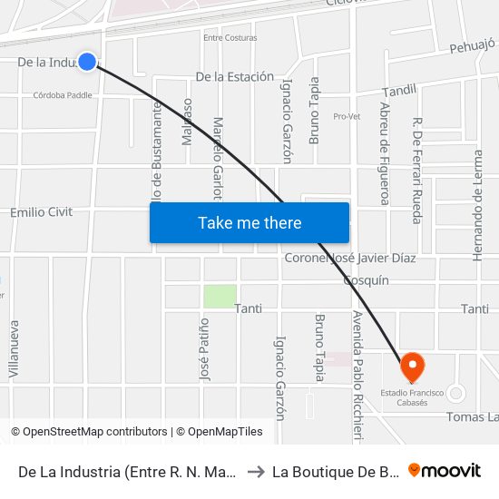 De La Industria (Entre R. N. Martínez Y Villanueva) to La Boutique De Barrio Jardín map