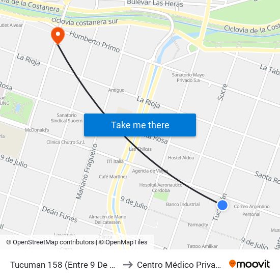 Tucuman 158 (Entre 9 De Julio Y Av. Colon) to Centro Médico Privado San Andres map