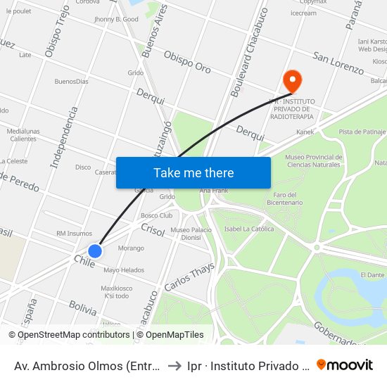 Av. Ambrosio Olmos (Entre Chile E Ituzaingó) to Ipr · Instituto Privado De Radioterapia map