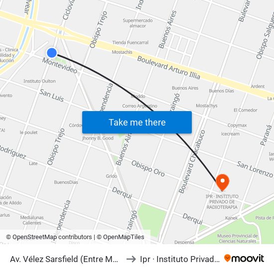 Av. Vélez Sarsfield (Entre Montevideo Y Bv. San Juan) to Ipr · Instituto Privado De Radioterapia map