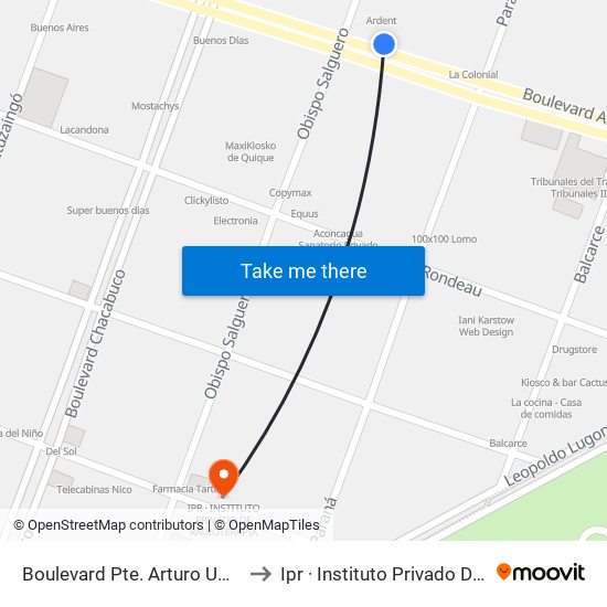 Boulevard Pte. Arturo Umberto Illia, 427 to Ipr · Instituto Privado De Radioterapia map