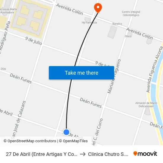 27 De Abril (Entre Artigas Y Corro) to Clinica Chutro S.R.L. map