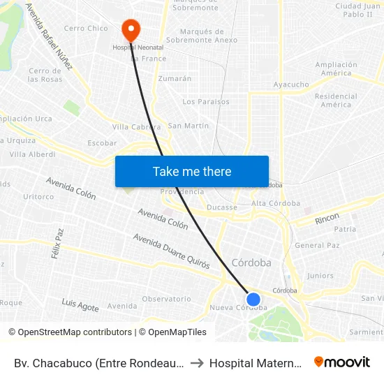 Bv. Chacabuco (Entre Rondeau Y San Lorenzo) to Hospital Materno Neonatal map
