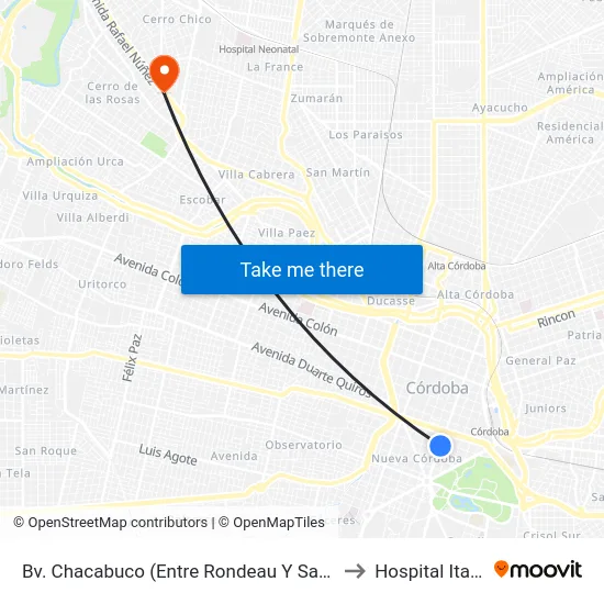 Bv. Chacabuco (Entre Rondeau Y San Lorenzo) to Hospital Italiano map