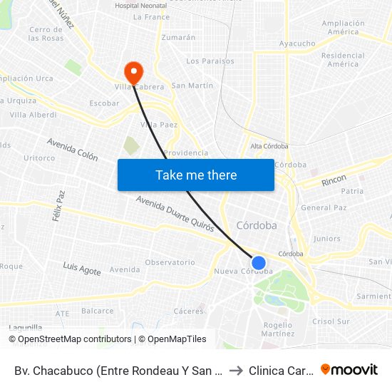 Bv. Chacabuco (Entre Rondeau Y San Lorenzo) to Clinica Caraffa map