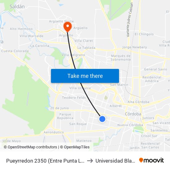 Pueyrredon 2350 (Entre Punta Lara Y Vieytes) to Universidad Blas Pascal map