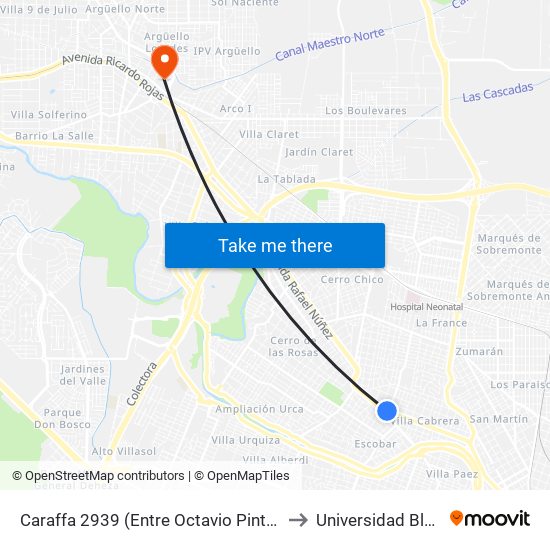 Caraffa 2939 (Entre Octavio Pinto Y Luis Galeano) to Universidad Blas Pascal map