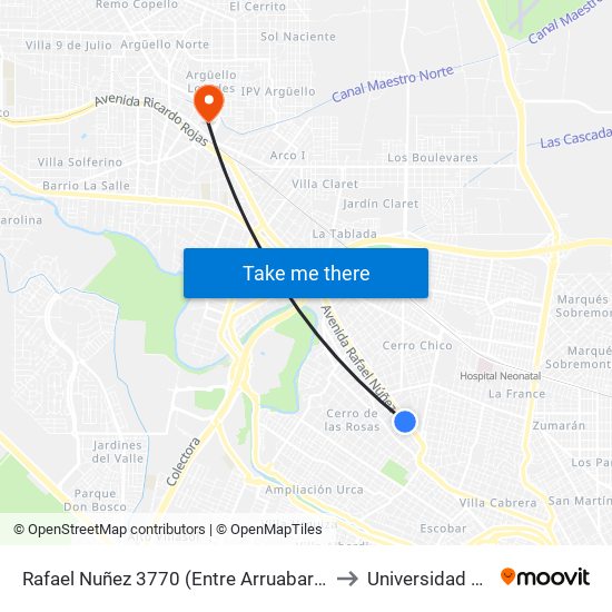 Rafael Nuñez 3770 (Entre Arruabarrena Y Perez De Herrera) to Universidad Blas Pascal map