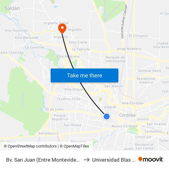 Bv. San Juan (Entre Montevideo Y S. Cruz) to Universidad Blas Pascal map