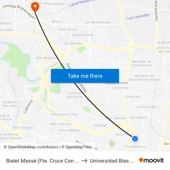Bialet Massé (Fte. Cruce Con Hualfín) to Universidad Blas Pascal map