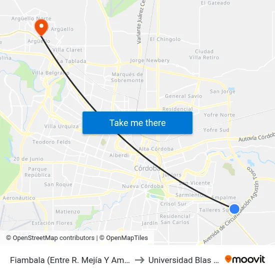 Fiambala (Entre R. Mejía Y Ambargasta) to Universidad Blas Pascal map