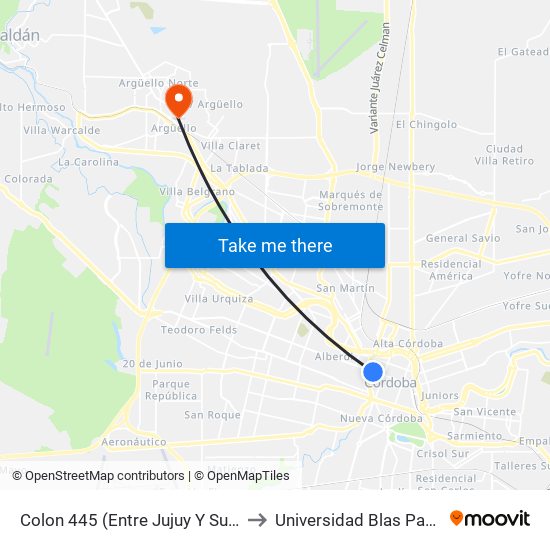 Colon 445 (Entre Jujuy Y Sucre) to Universidad Blas Pascal map