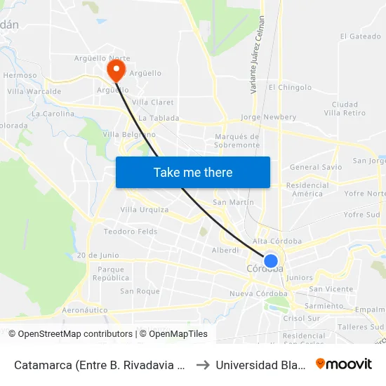 Catamarca (Entre B. Rivadavia Y Gral. Alvear) to Universidad Blas Pascal map
