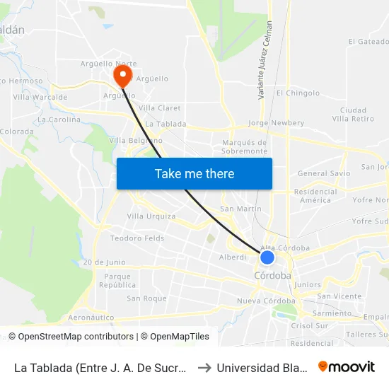 La Tablada (Entre J. A. De Sucre Y Tucumán) to Universidad Blas Pascal map