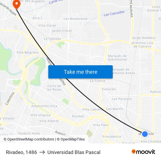 Rivadeo, 1486 to Universidad Blas Pascal map
