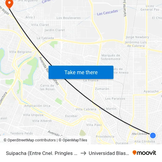 Suipacha (Entre Cnel. Pringles Y D. Luque) to Universidad Blas Pascal map