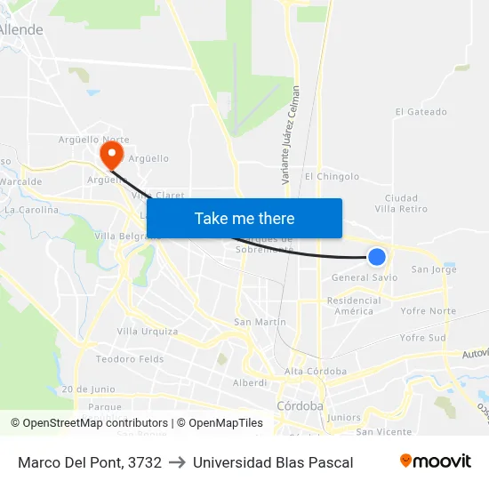 Marco Del Pont, 3732 to Universidad Blas Pascal map