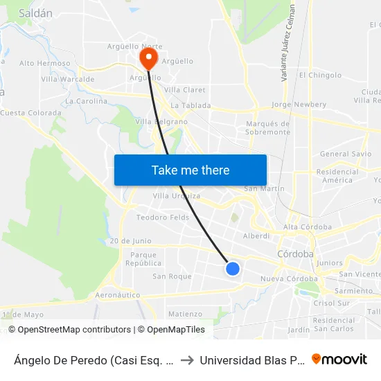 Ángelo De Peredo (Casi Esq. Haedo) to Universidad Blas Pascal map