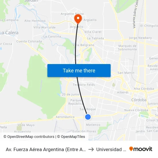 Av. Fuerza Aérea Argentina (Entre A. Richardson Y A. Camilotti) to Universidad Blas Pascal map