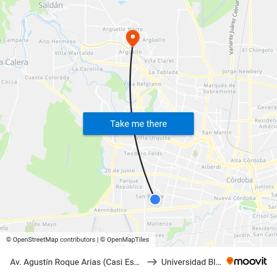 Av. Agustín Roque Arias (Casi Esq. Alberto Williams) to Universidad Blas Pascal map