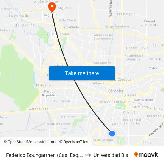 Federico Boungarthen (Casi Esq. Av. Valparaíso) to Universidad Blas Pascal map