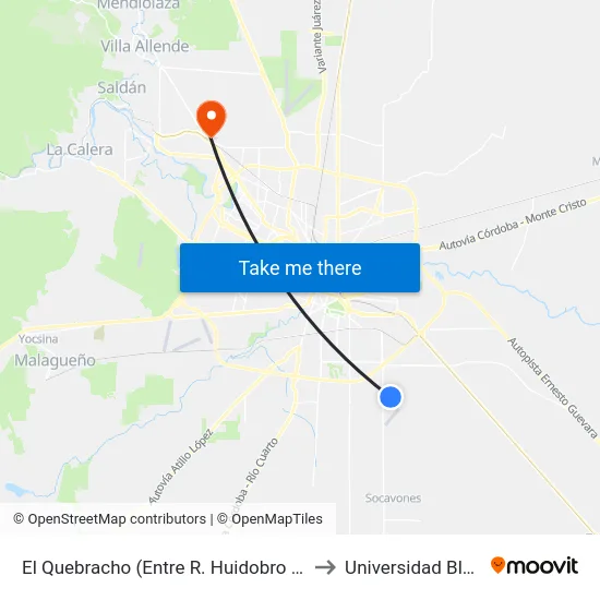 El Quebracho (Entre R. Huidobro Y P. Murguiondo) to Universidad Blas Pascal map
