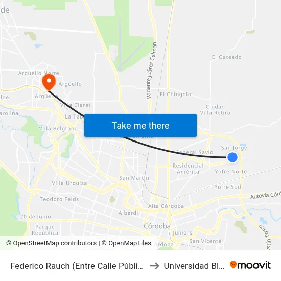 Federico Rauch (Entre Calle Pública Y Chachapoyas) to Universidad Blas Pascal map