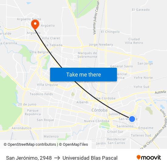 San Jerónimo, 2948 to Universidad Blas Pascal map