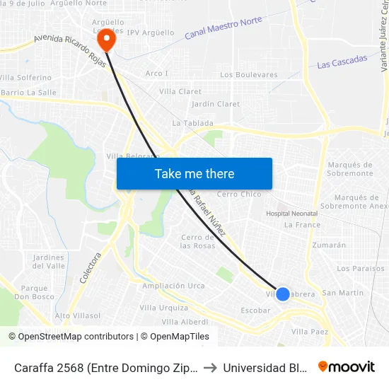 Caraffa 2568 (Entre Domingo Zipoli Y Las Playas) to Universidad Blas Pascal map