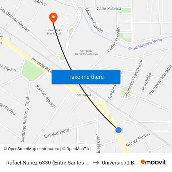 Rafael Nuñez 6330 (Entre Santos Nuñez Y Bracamonte) to Universidad Blas Pascal map