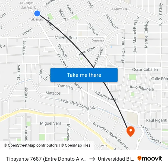 Tipayante 7687 (Entre Donato Alvarez Y Lamberdan) to Universidad Blas Pascal map