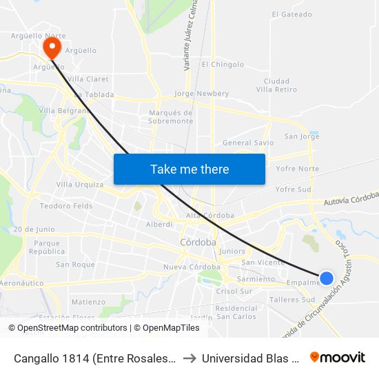 Cangallo 1814 (Entre Rosales Y Junin) to Universidad Blas Pascal map