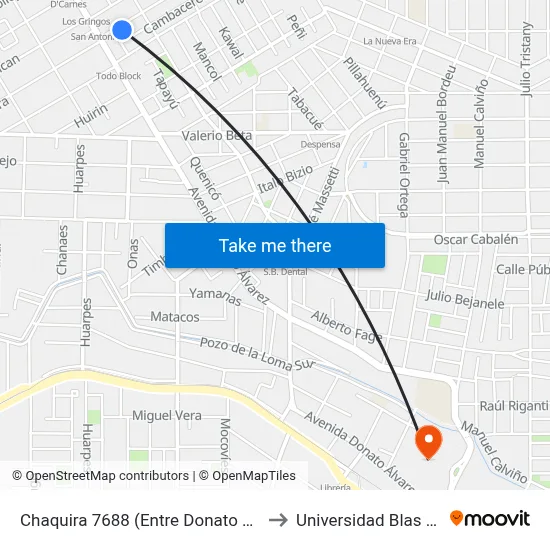 Chaquira 7688 (Entre Donato Alvarez Y) to Universidad Blas Pascal map