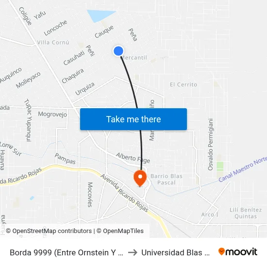 Borda 9999 (Entre Ornstein Y Revello) to Universidad Blas Pascal map