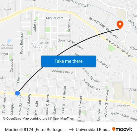 Martinolli 8124 (Entre Buitrago Y Curaquen) to Universidad Blas Pascal map