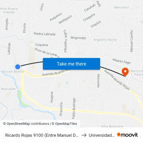 Ricardo Rojas 9100 (Entre Manuel De Falla Y Seeber = Almaceneros) to Universidad Blas Pascal map