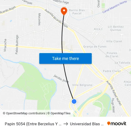 Papin 5054 (Entre Berzelius Y Laplace) to Universidad Blas Pascal map