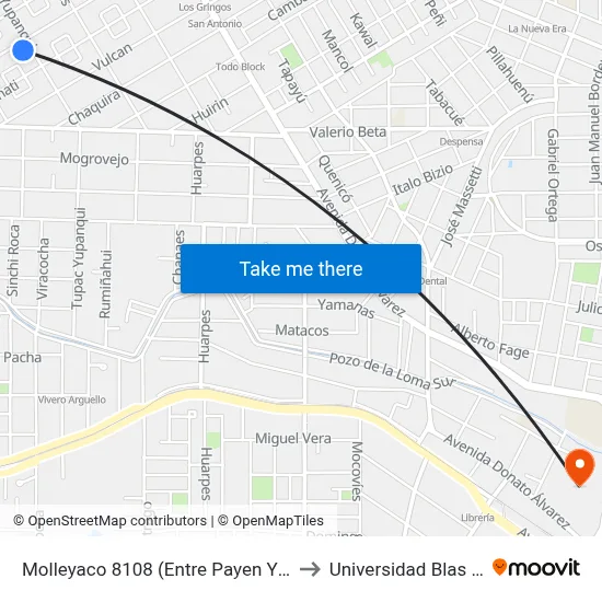 Molleyaco 8108 (Entre Payen Y Yupanqui) to Universidad Blas Pascal map