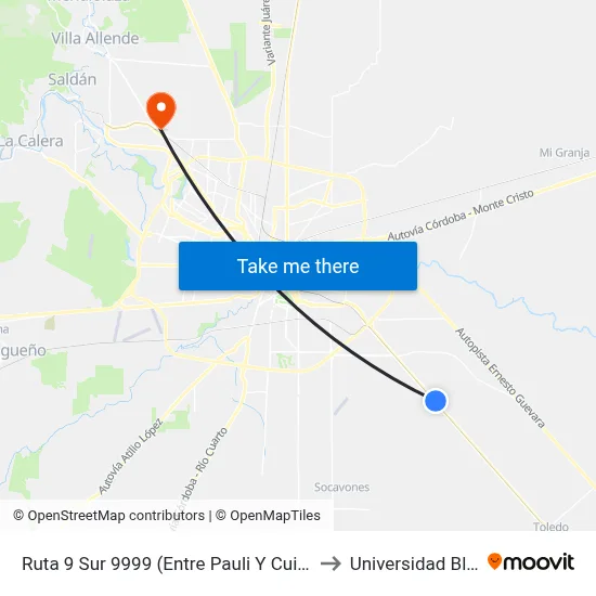 Ruta 9 Sur 9999 (Entre Pauli Y Cuidad De Mis Sueños) to Universidad Blas Pascal map