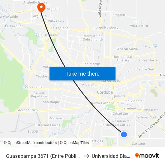 Guasapampa 3671 (Entre Pública Y Pública) to Universidad Blas Pascal map