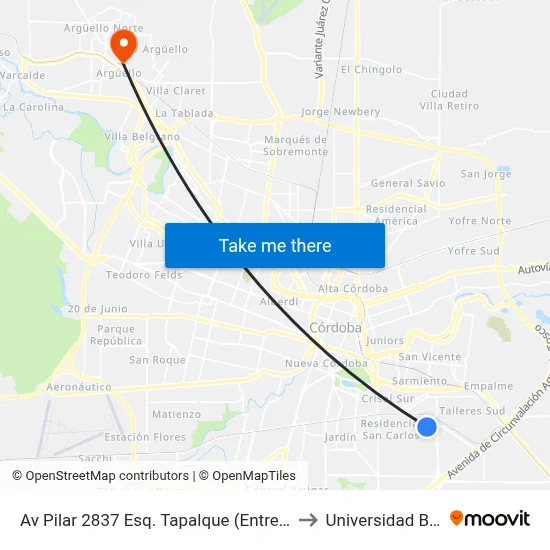 Av Pilar 2837 Esq. Tapalque (Entre Bragado Y Tapalque) to Universidad Blas Pascal map