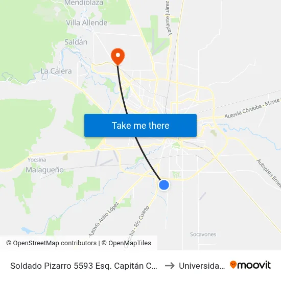 Soldado Pizarro 5593 Esq. Capitán Castillo (Entre Defensa Y Capitán Castillo) to Universidad Blas Pascal map