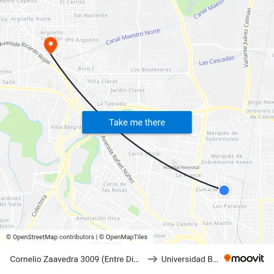 Cornelio Zaavedra 3009 (Entre Diaz De Solis Y Espinel) to Universidad Blas Pascal map